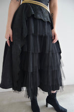 Vintage 50s Black Tulle Strapless Dress