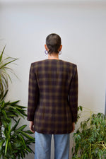 Aubergine Plaid Wool Blazer