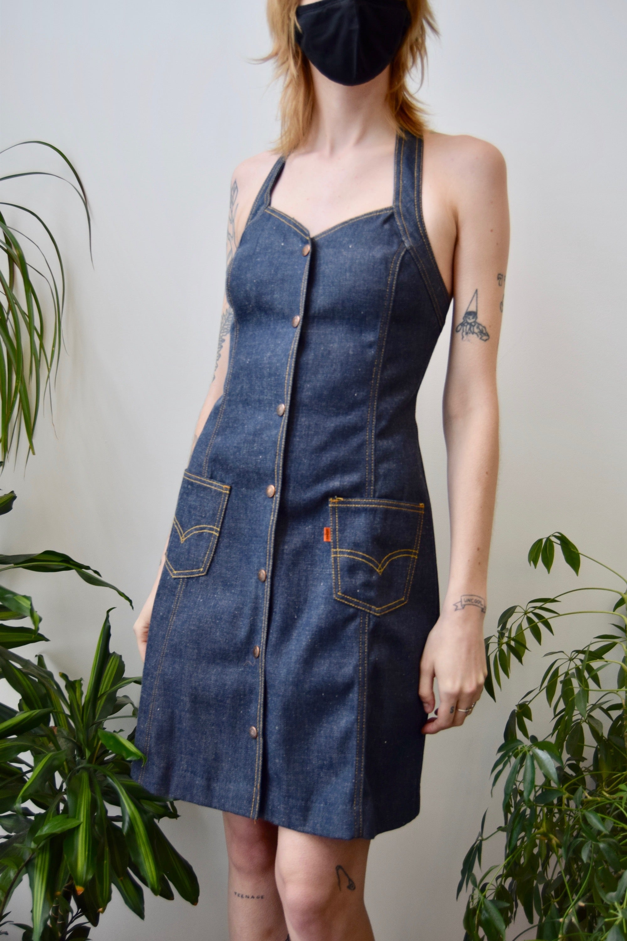 Seventies Levis Denim Halter Dress Community Thrift and Vintage Seventies Levis Denim Halter Dress Community Thrift and Vintage