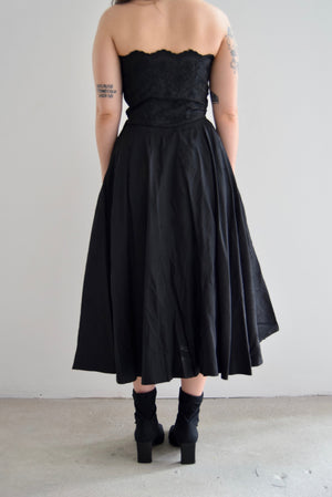 Vintage 50s Black Tulle Strapless Dress