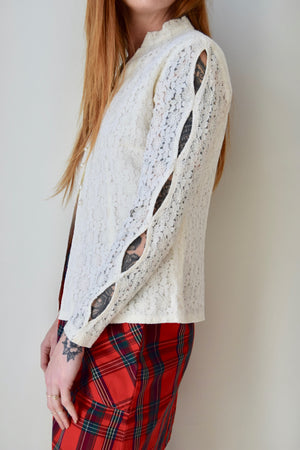 Sleeve Cut Out Lace Top