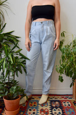 Hickory Striped Pleated Jeans