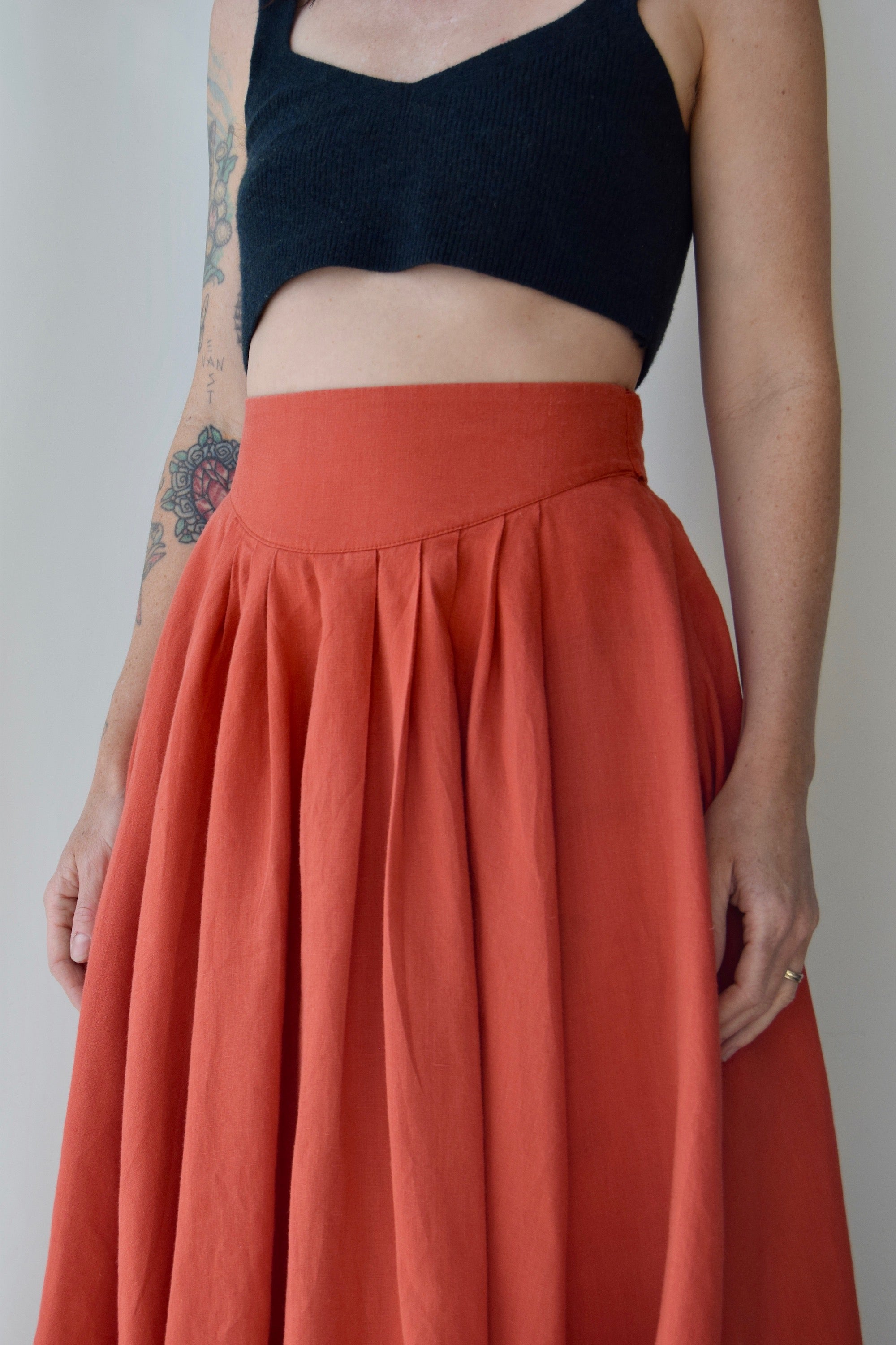 Pumpkin Linen Skirt
