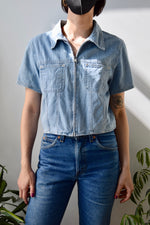 Denim Zip Crop Top