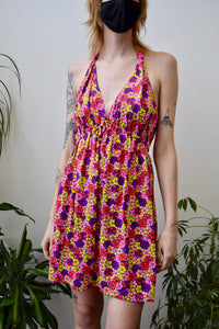 Psychedelic Heart Flower Halter Dress