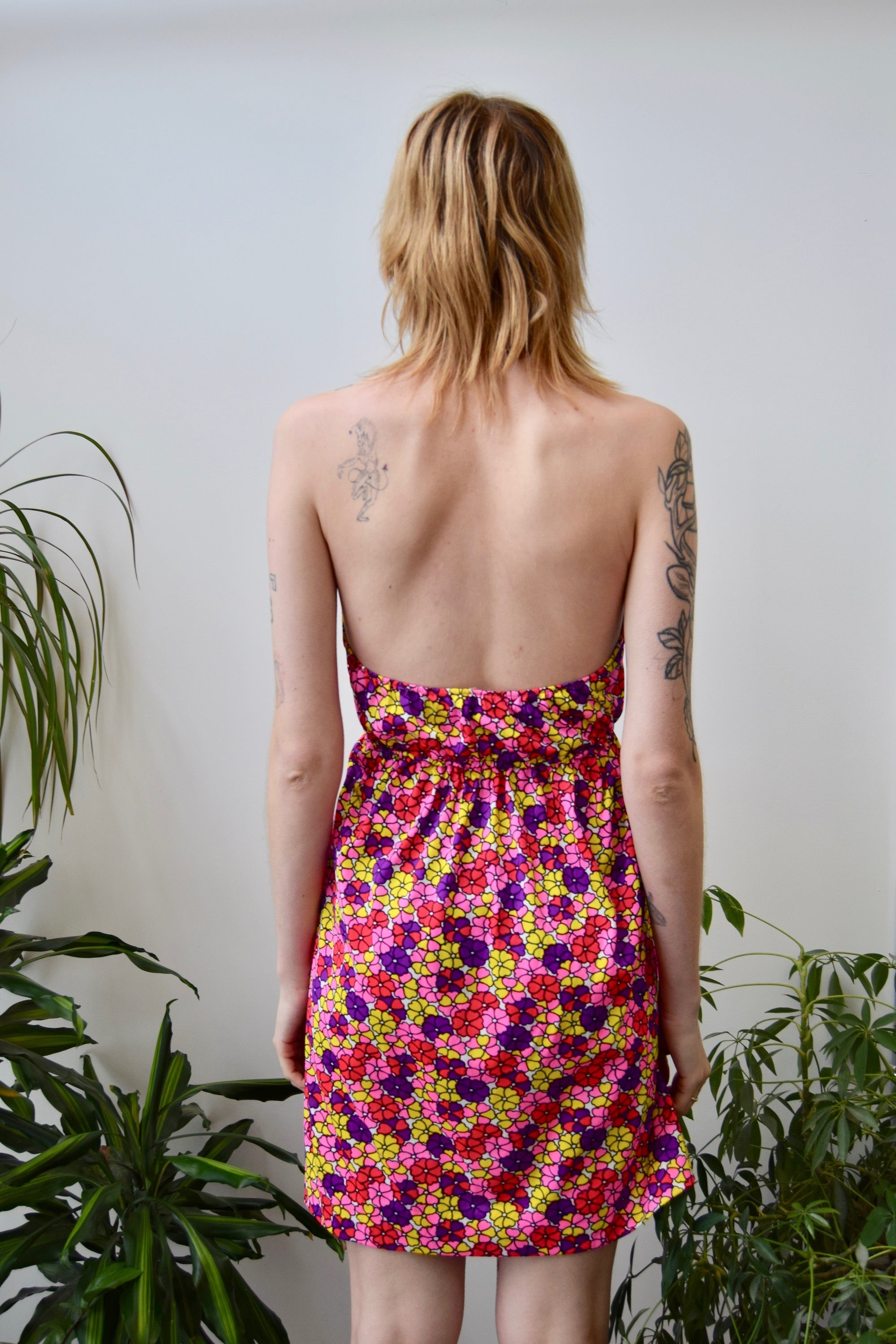 Psychedelic Heart Flower Halter Dress