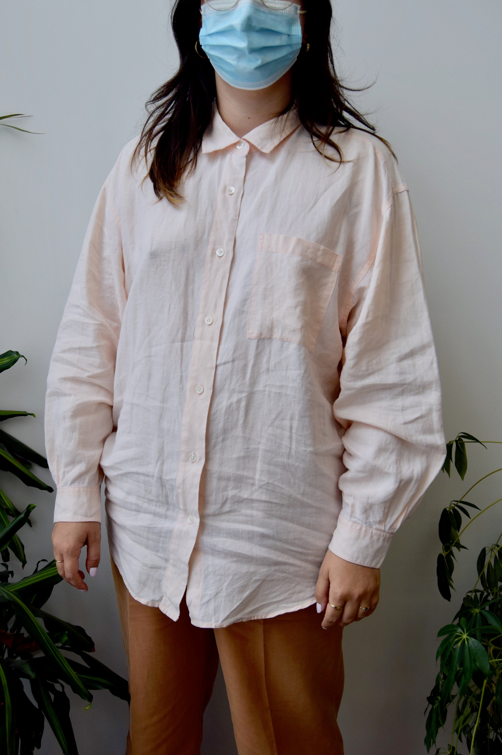 Blush Linen Button Up