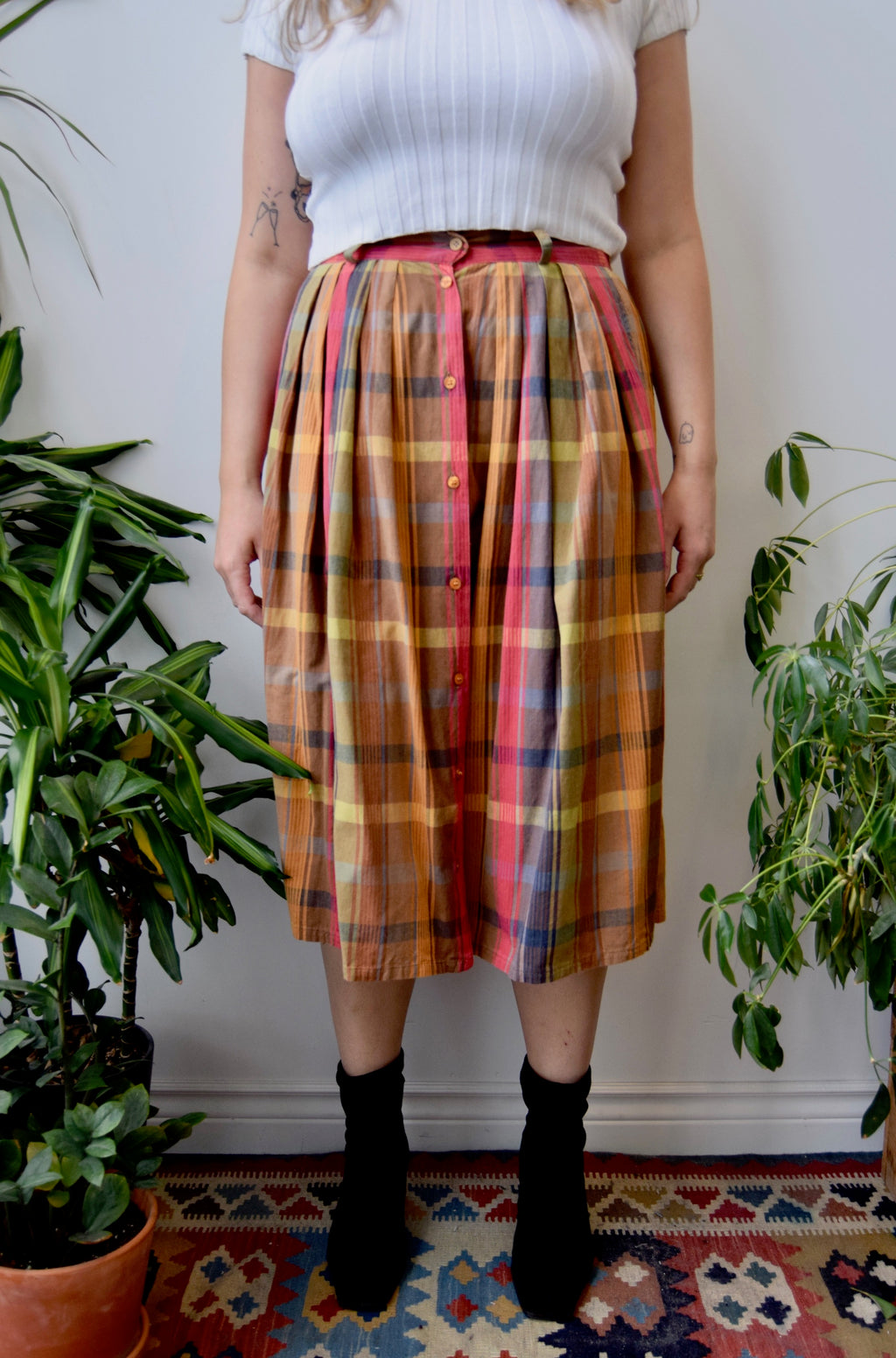 Cute Cotton Plaid Skirt