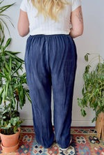 Navy Pleated Trousers