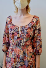 Seventies Dusty Mauve Floral Dress