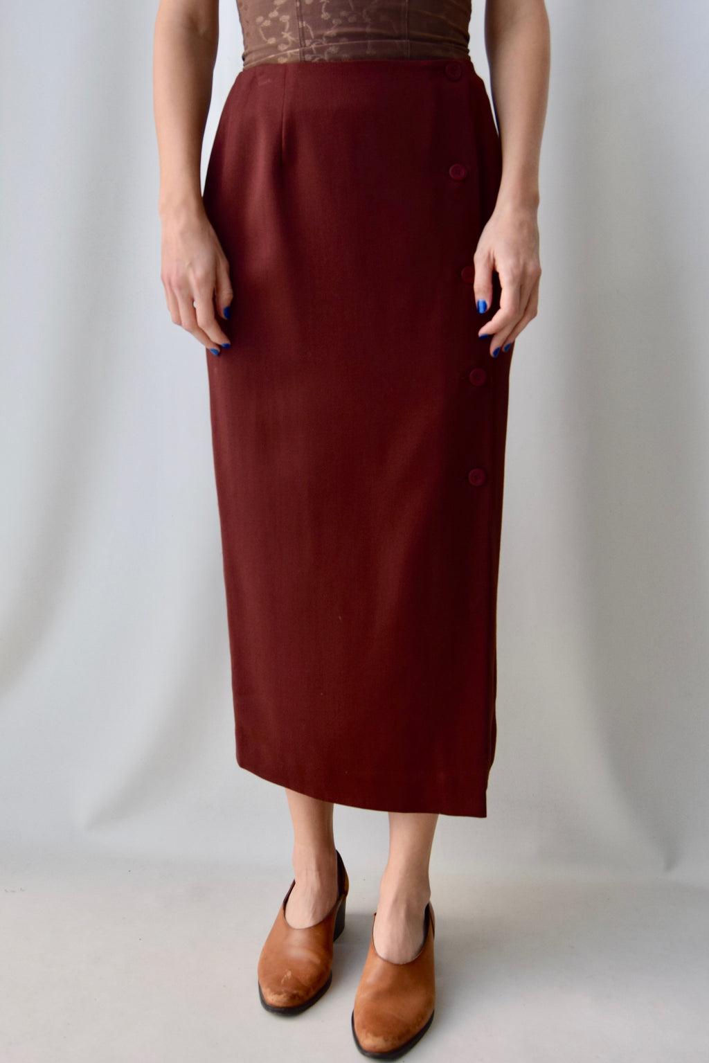 Cinnamon Wool Wrap Skirt