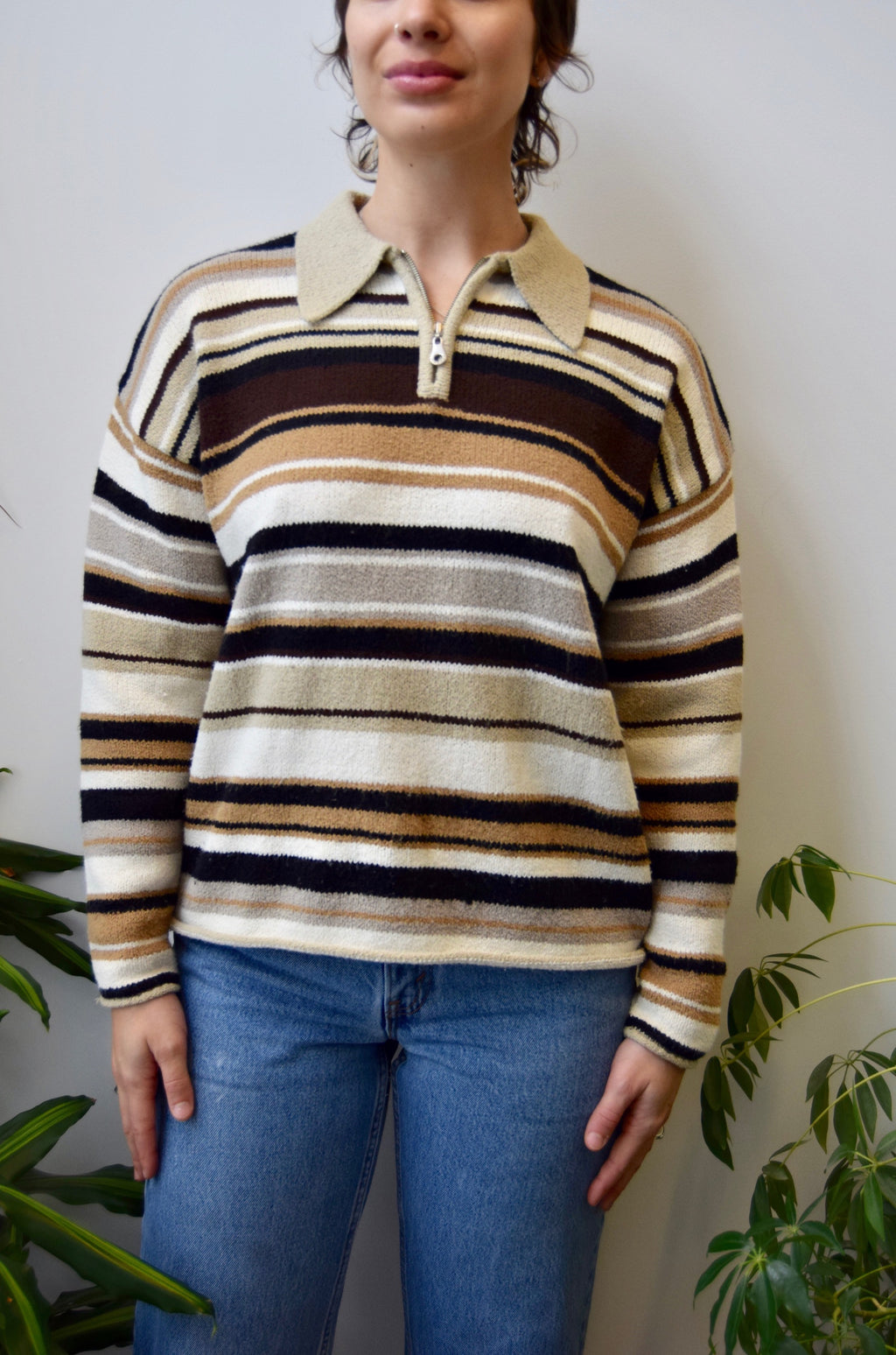 00's Striped Polo Sweater