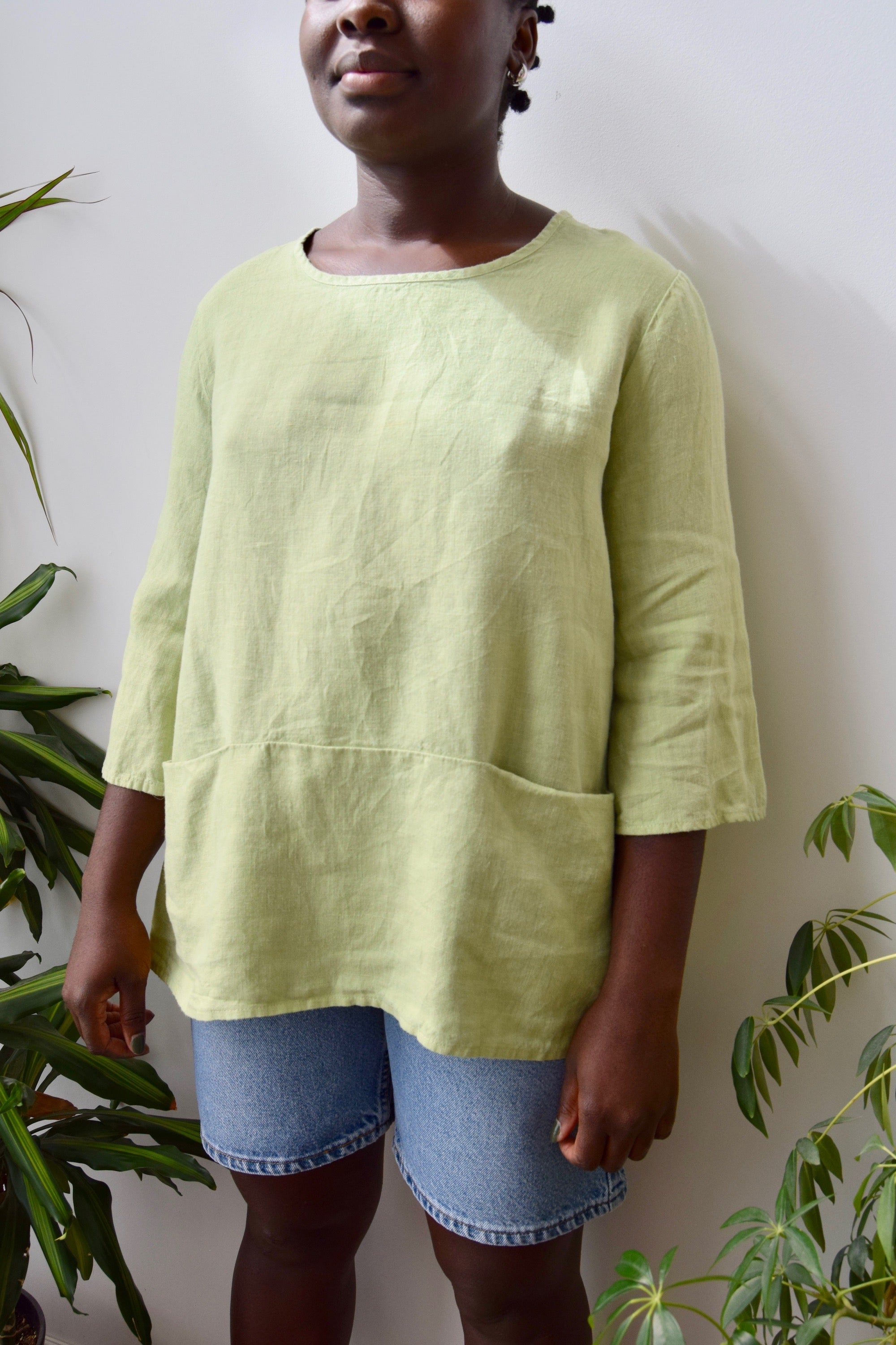 Matcha Linen Smock Top