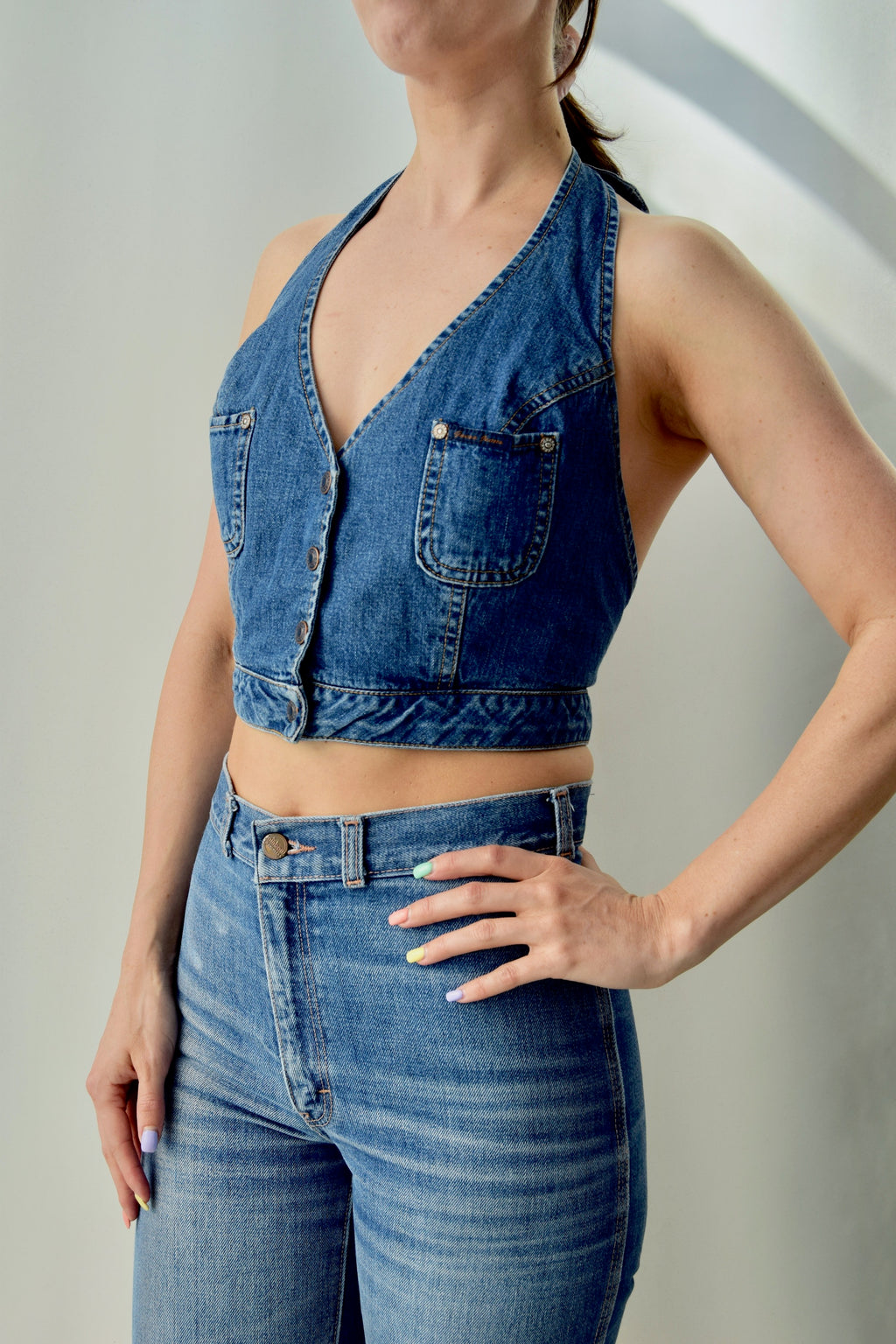 Vintage "Guess" Denim Halter Top