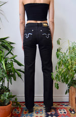 Black Stretch "Lawman" Western Jeans