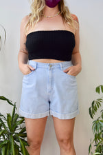 Light Wash Cuffed Cut Offs