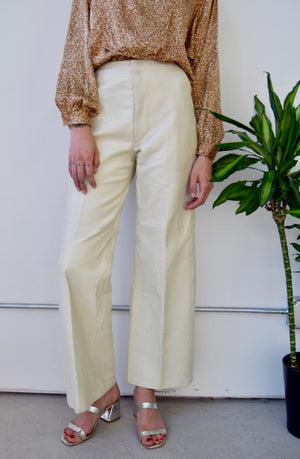 Seventies "Anne Klein" Cream Leather Trousers