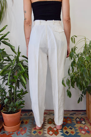 Nineties White Ramie Cotton Trousers