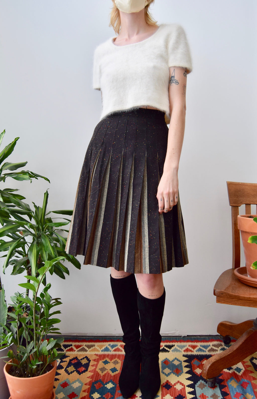 Confetti Wool Pleated Skirt