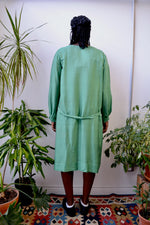 Twenties Green Silk Drop Waist Dress