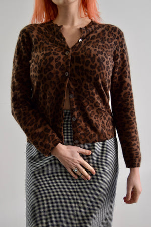 Leopard Angora Cardigan Sweater