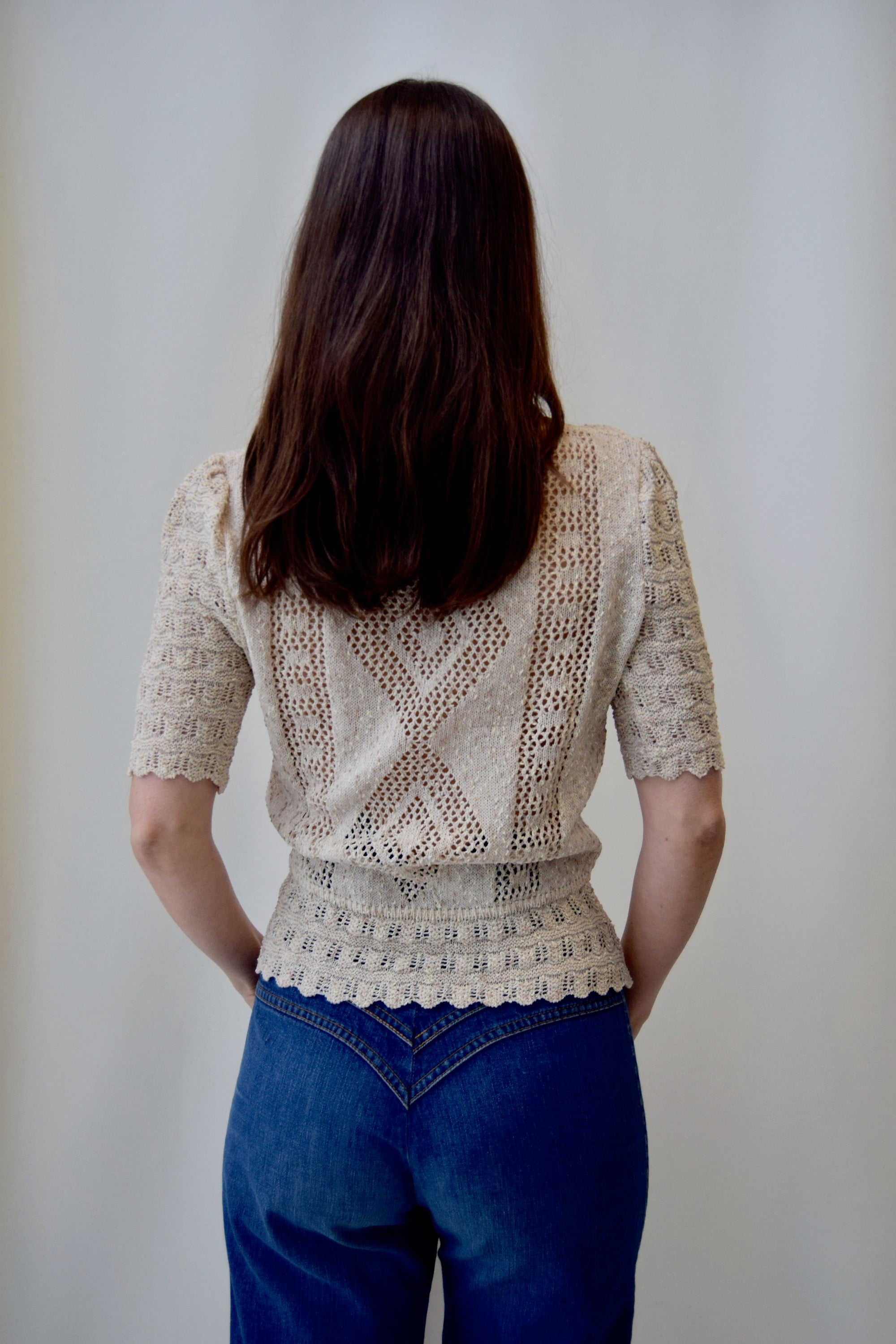 Parchment Crocheted Knit Top