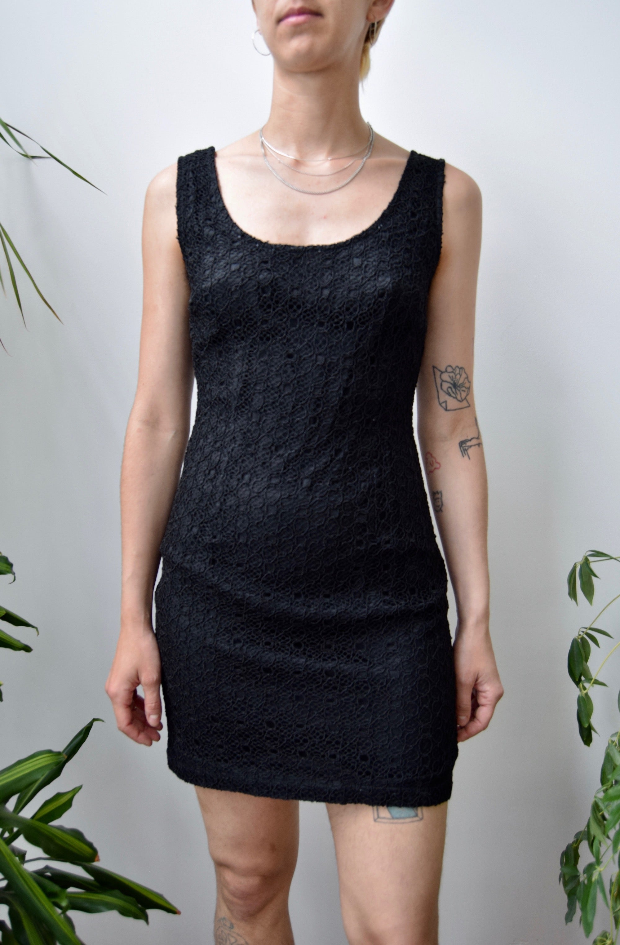 Black Textured Mini Dress