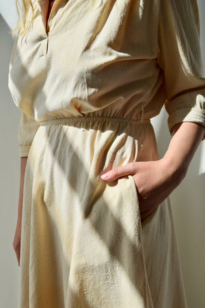 1970's Raw Silk Dress In Butter