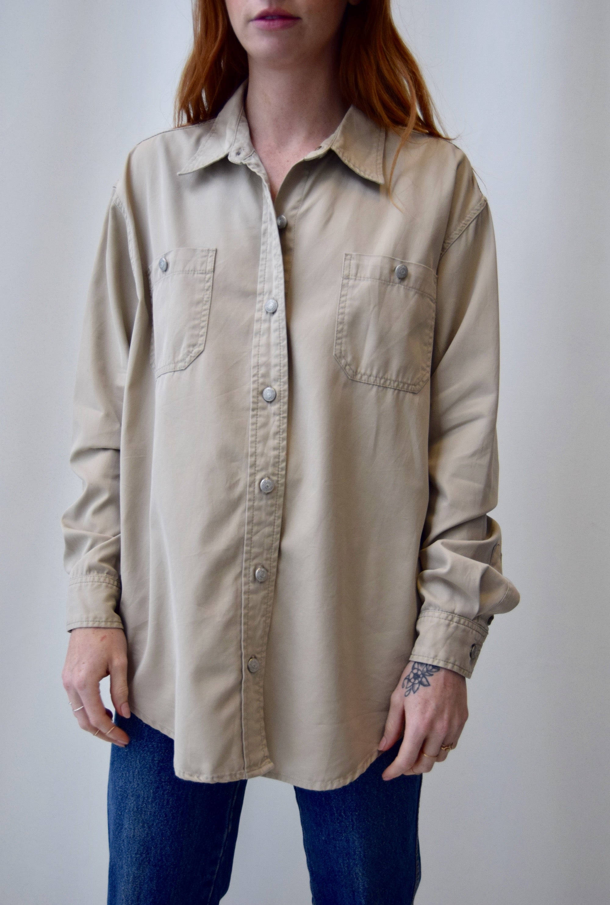 DKNY Jeans Tan Work Button Up