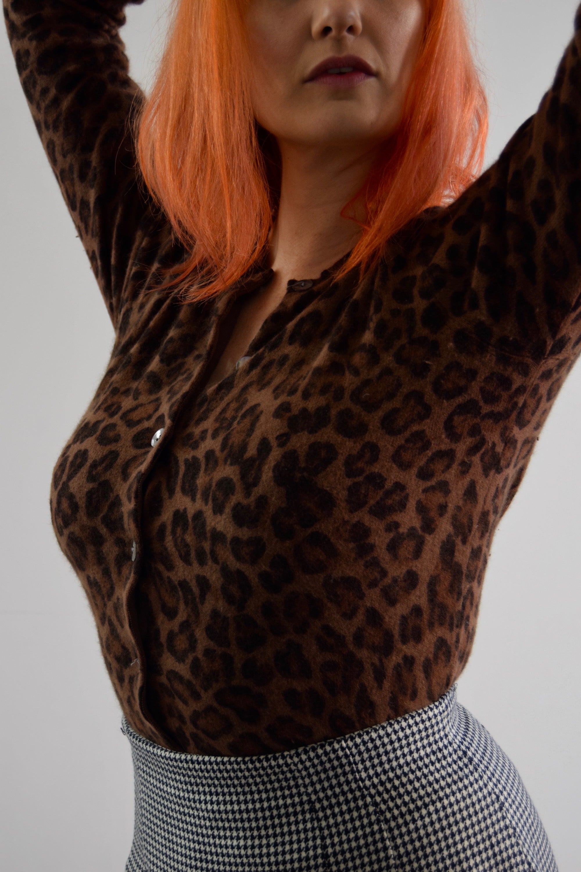 Leopard Angora Cardigan Sweater
