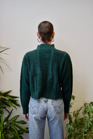 Forest Cropped Cotton Sweater