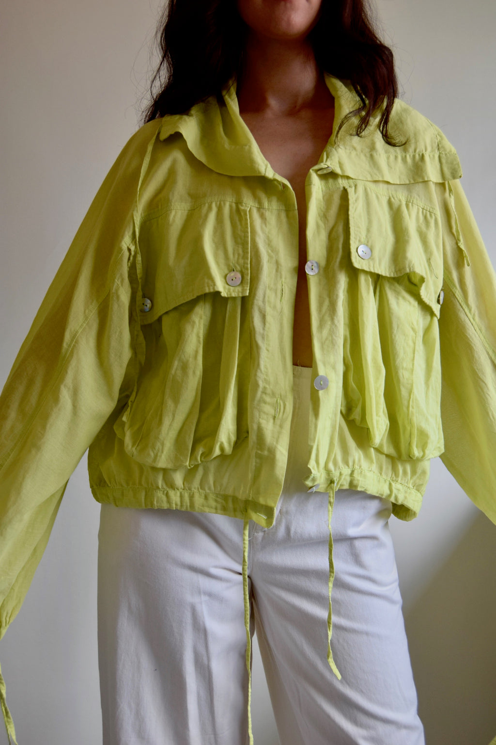 Cropped Key Lime Cotton Jacket