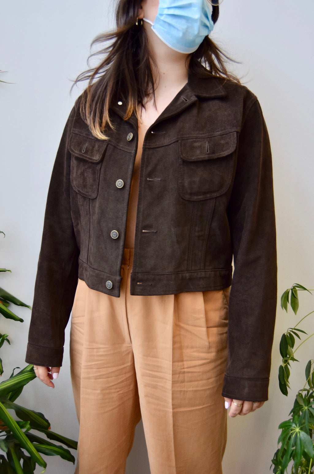 Chocolate Suede Cropped Jacket