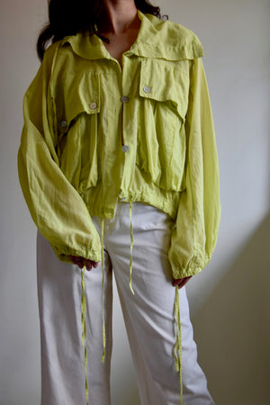 Cropped Key Lime Cotton Jacket