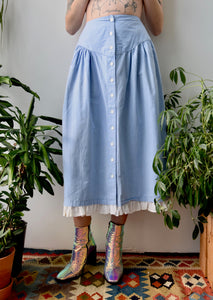 Baby Blue Cotton Western Skirt