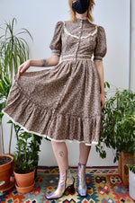 Seventies Cocoa Floral Prairie Dress