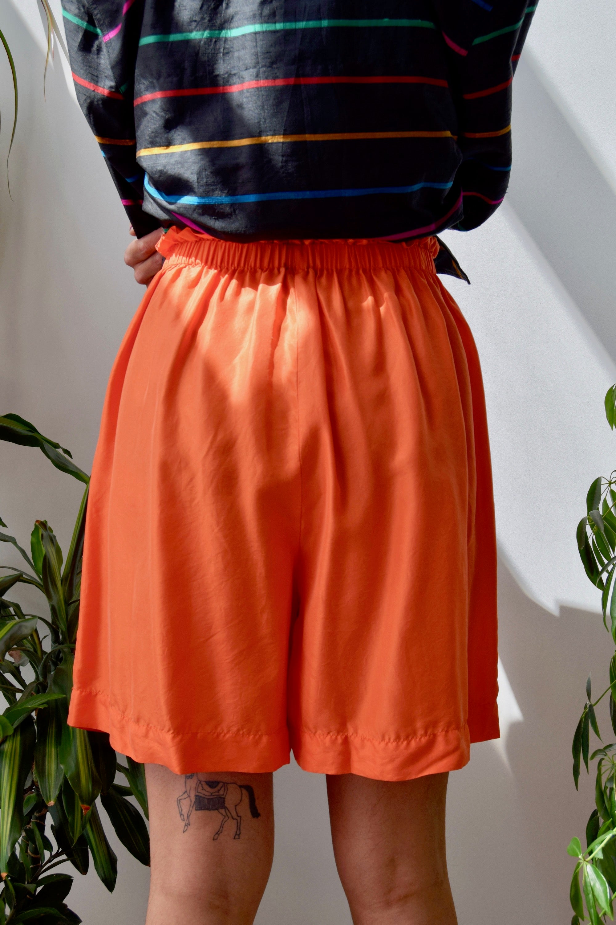 Tangerine Silk Shorts