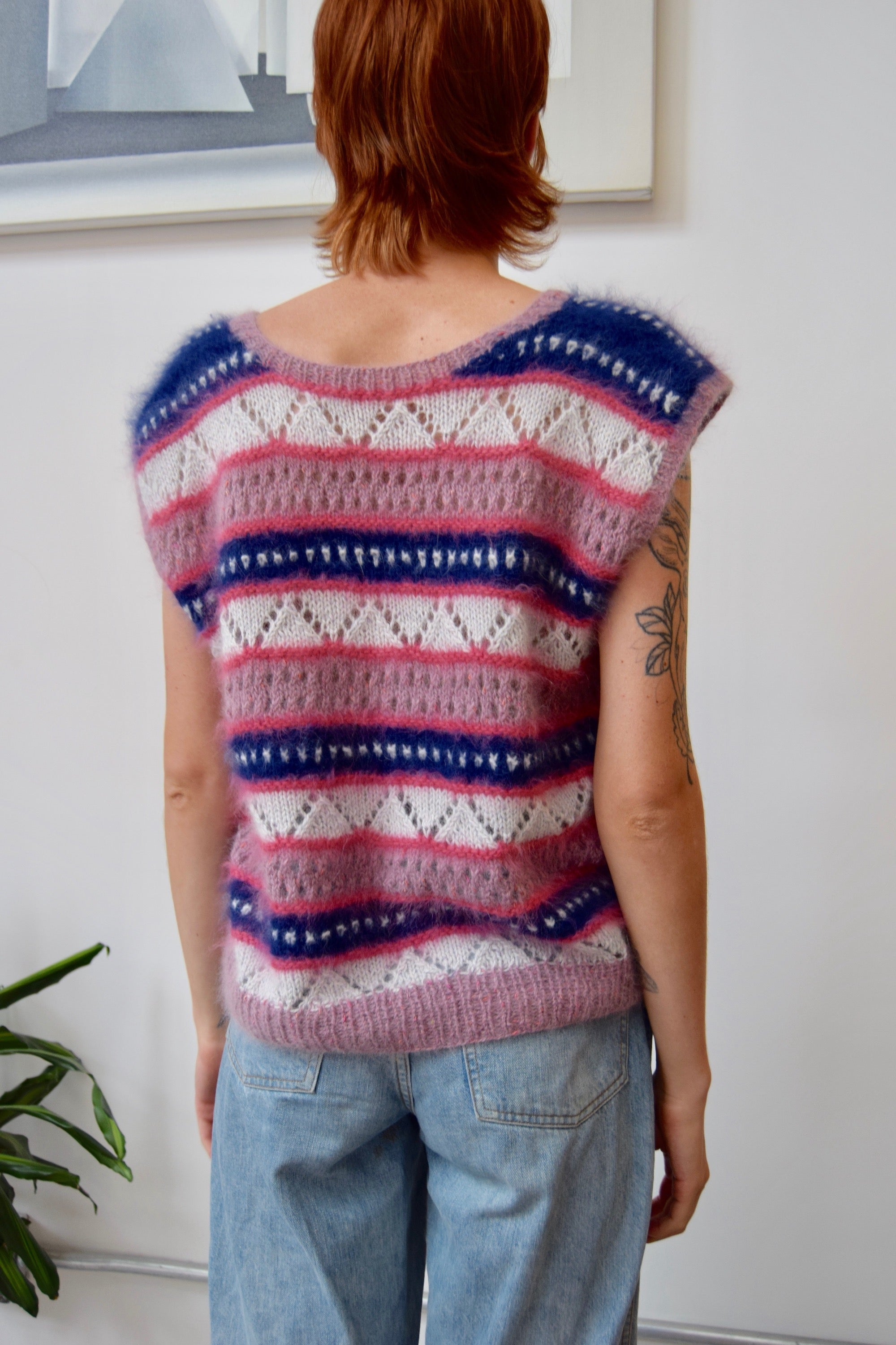 Striped Angora Sweater Vest