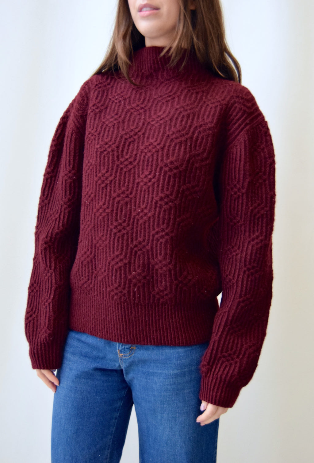 Heavy Maroon Cable Knit Sweater