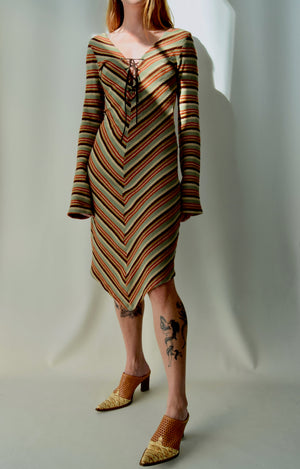 Retro Palette Striped Knit Dress