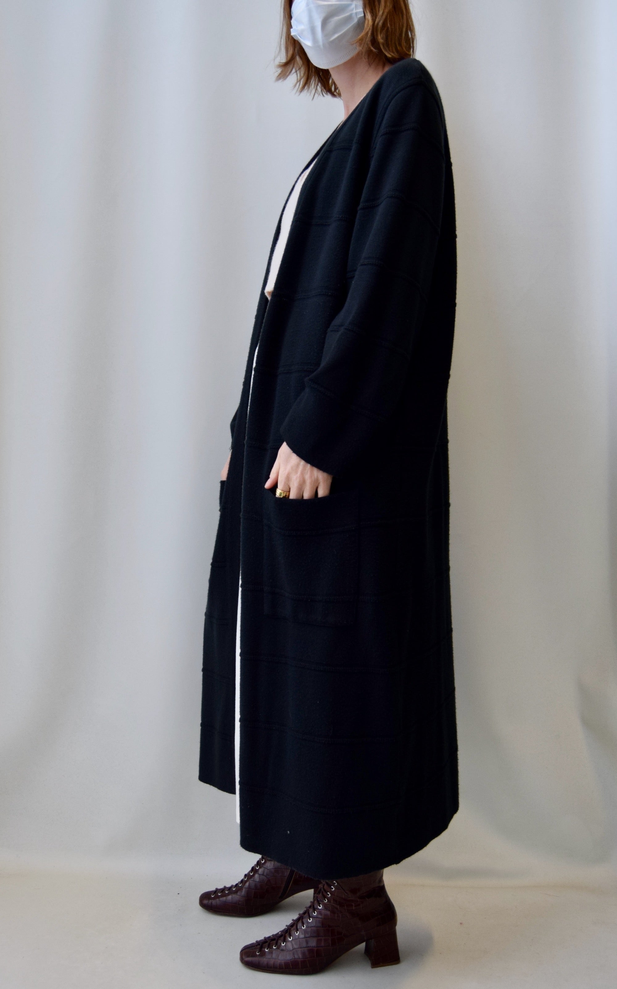 Black Sweater Robe Coat