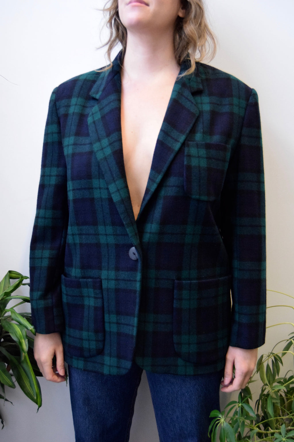 Classic Wool Plaid Blazer