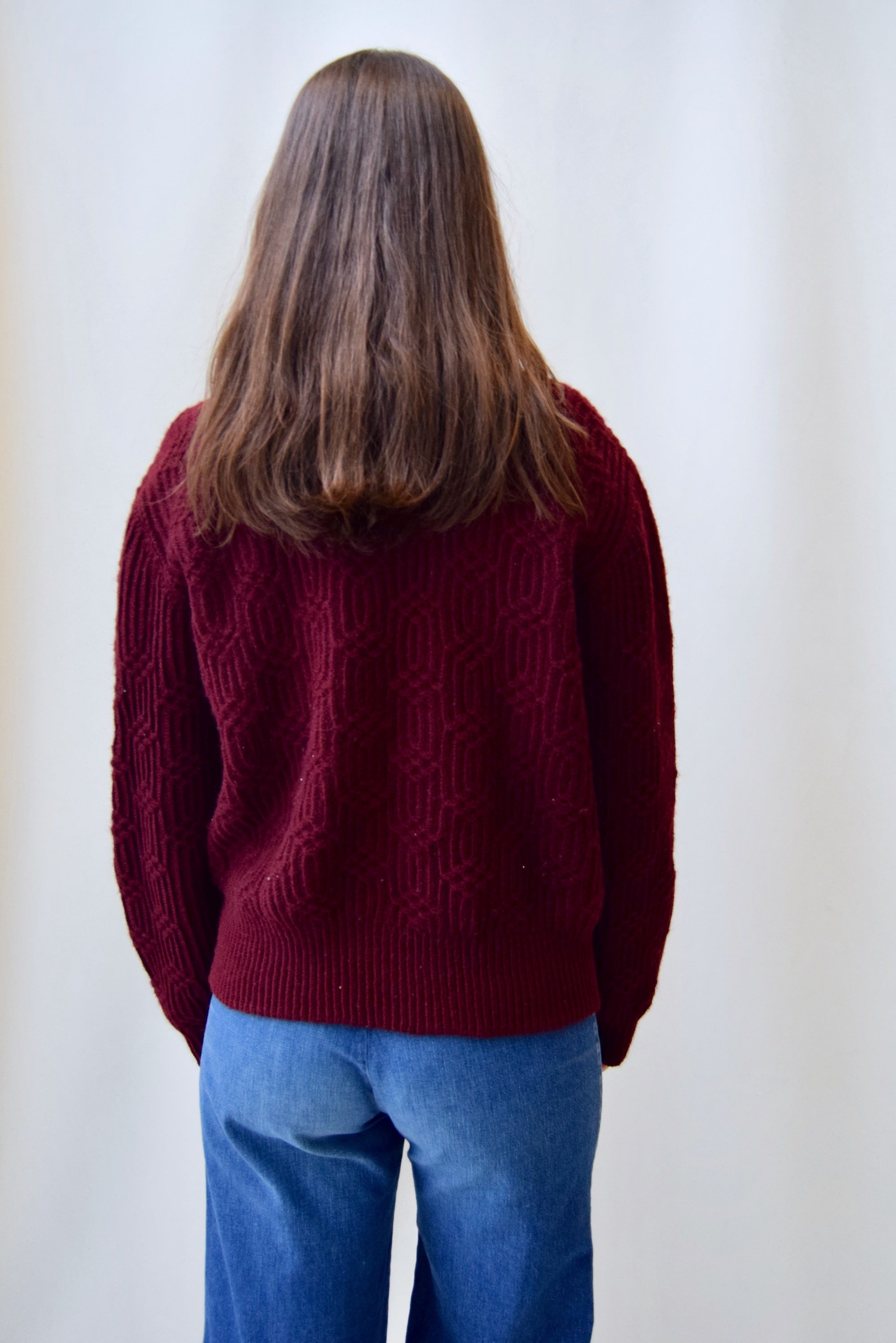 Heavy Maroon Cable Knit Sweater