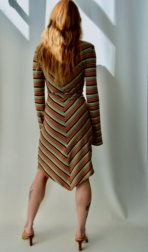 Retro Palette Striped Knit Dress