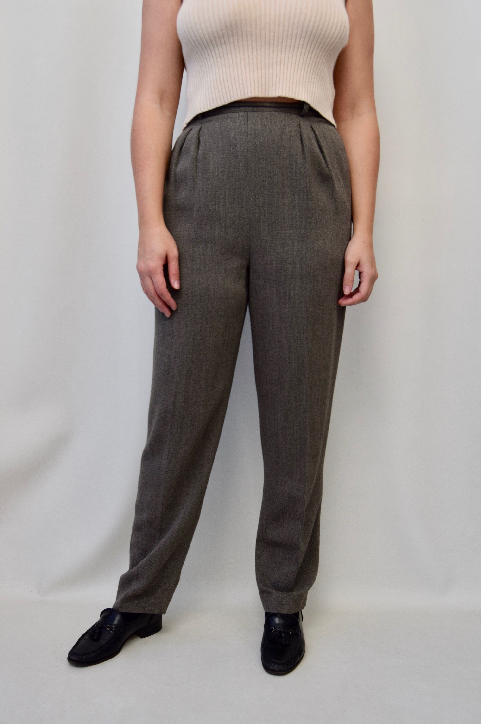 Side Zip Pleated Trousers