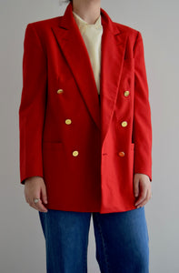 Vintage 'Burberrys' Red Wool Double Breasted Blazer