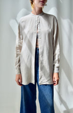 Linen Mocha Cream Half Button Up