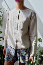 Collarless Linen Top