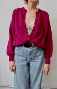 Italian Magenta Mohair Cardigan Sweater