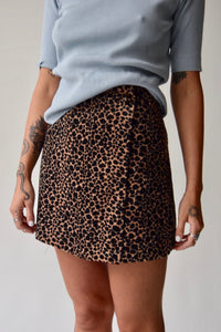 Fun Fur Leopard Mini Wrap Skirt